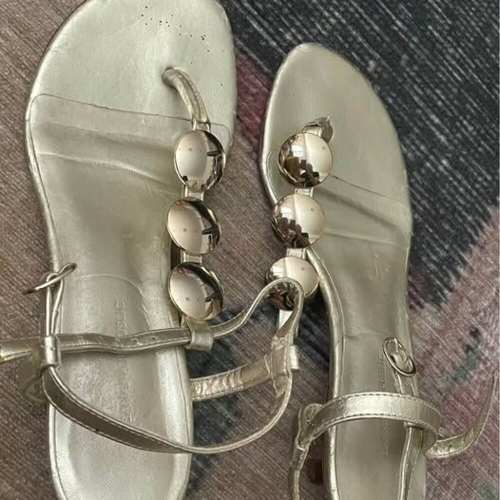 VTG HTF Banana Republic Gold Strappy Sandals Size 6.5 y2k 2002